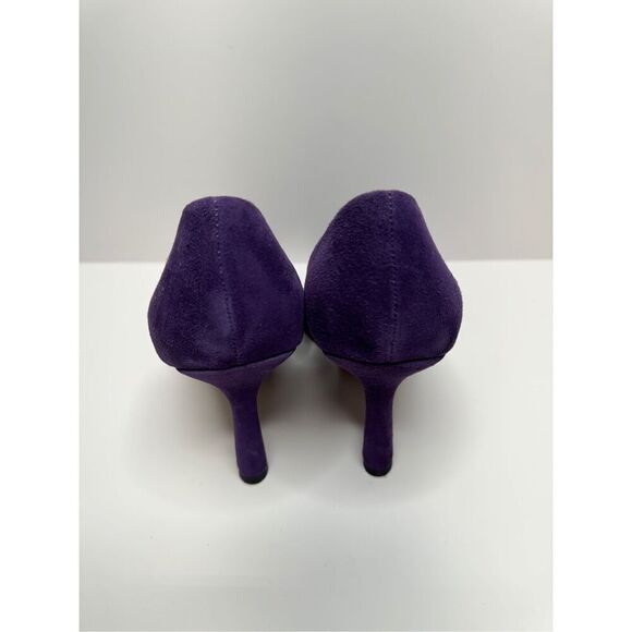 Franco Sarto Pumps Womens Size 9 Leather Suede Purple Slip On Casual Heels - Picture 6 of 12